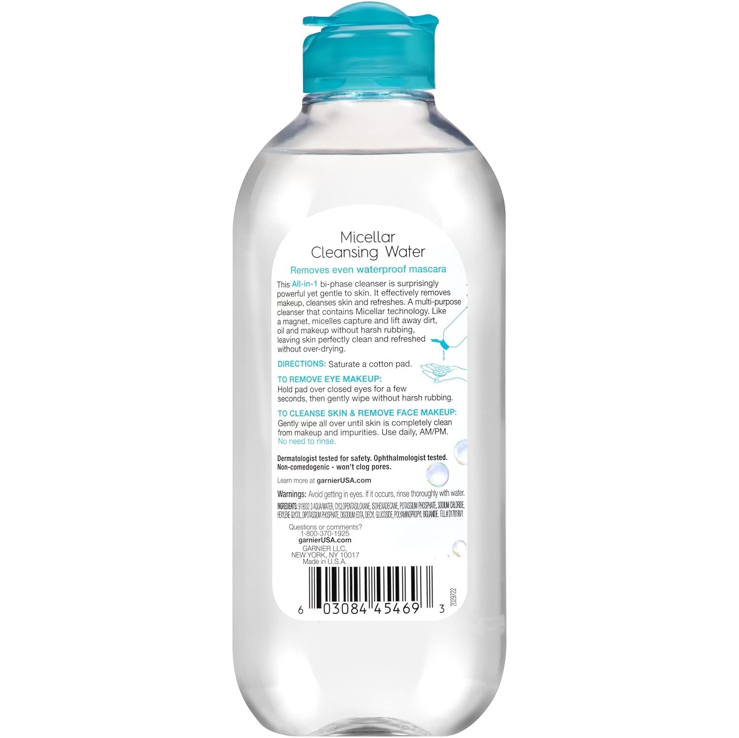 Garnier Micellar Water For Waterproof Makeup, Hydrating Facial Cleanser & Makeup Remover, Suitable for Sensitive Skin, Vegan, Cruelty Free, 13.5 Fl Oz (400mL), 1 Count - Image 3