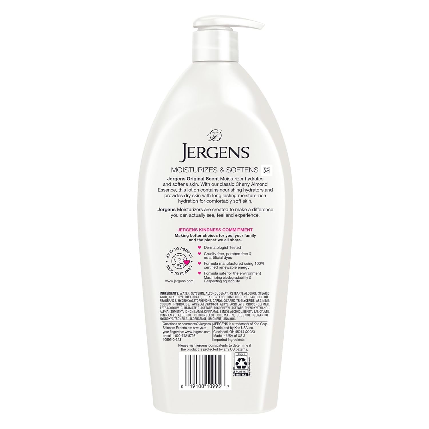 Jergens Original Scent Dry Skin Body Lotion, Hand and Body Moisturizer, Cherry Almond Essence, Dermatologist Tested, 32 Oz - Image 10